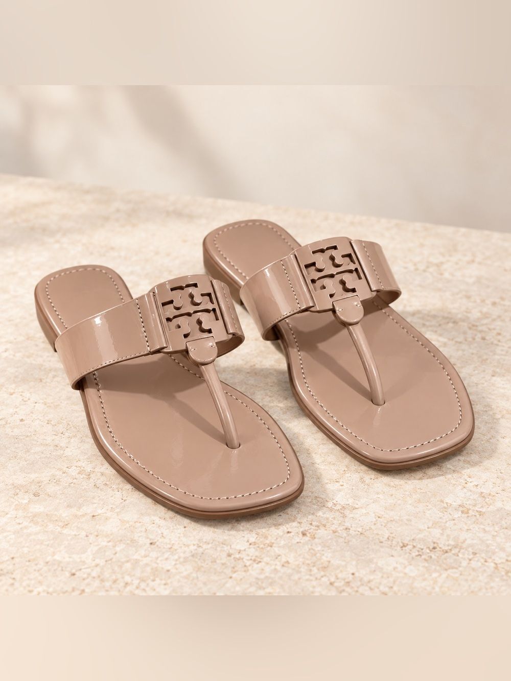 Tory Burch Georgia Sandal in Patent Goan Sand Women's Sz. 6